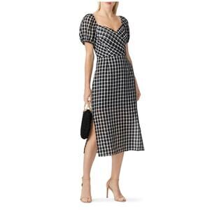 Finders Keepers Picnic Midi Dress Black White Plaid 6
